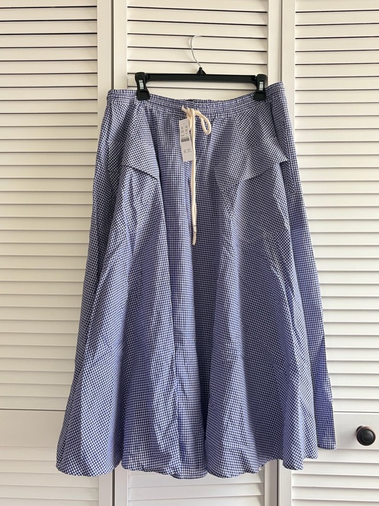 J. Crew Dresses & Skirts - J. Crew Blue Gingham A-Line Skirt with Drawstring